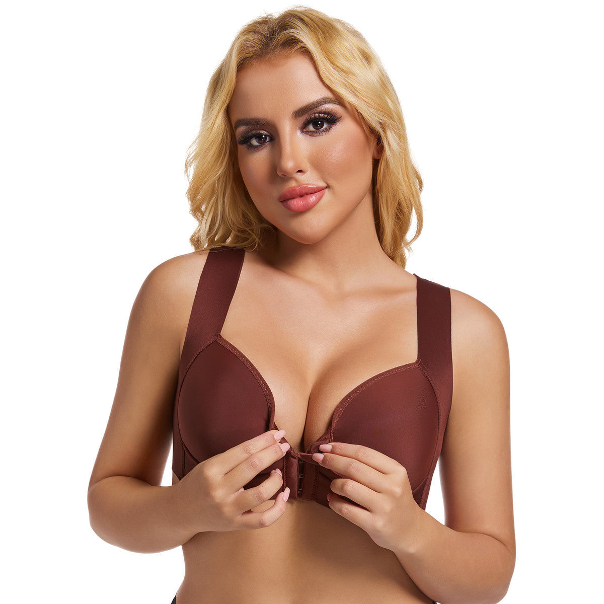 Smooth thin bra front buckle sexy gathering without steel ring adjustment women&