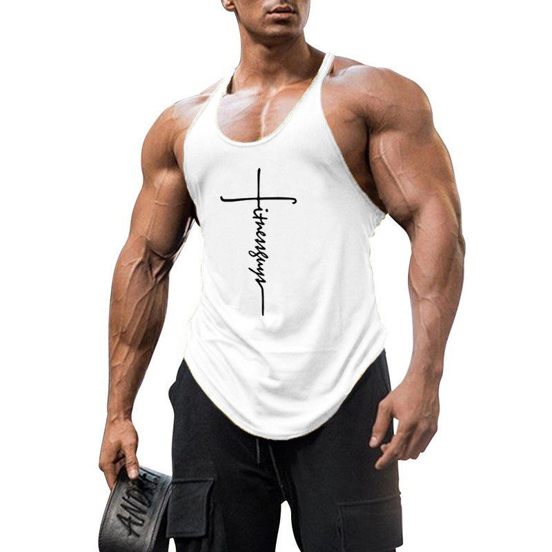 Pure cotton bodybuilding and fitness vest muscle men&