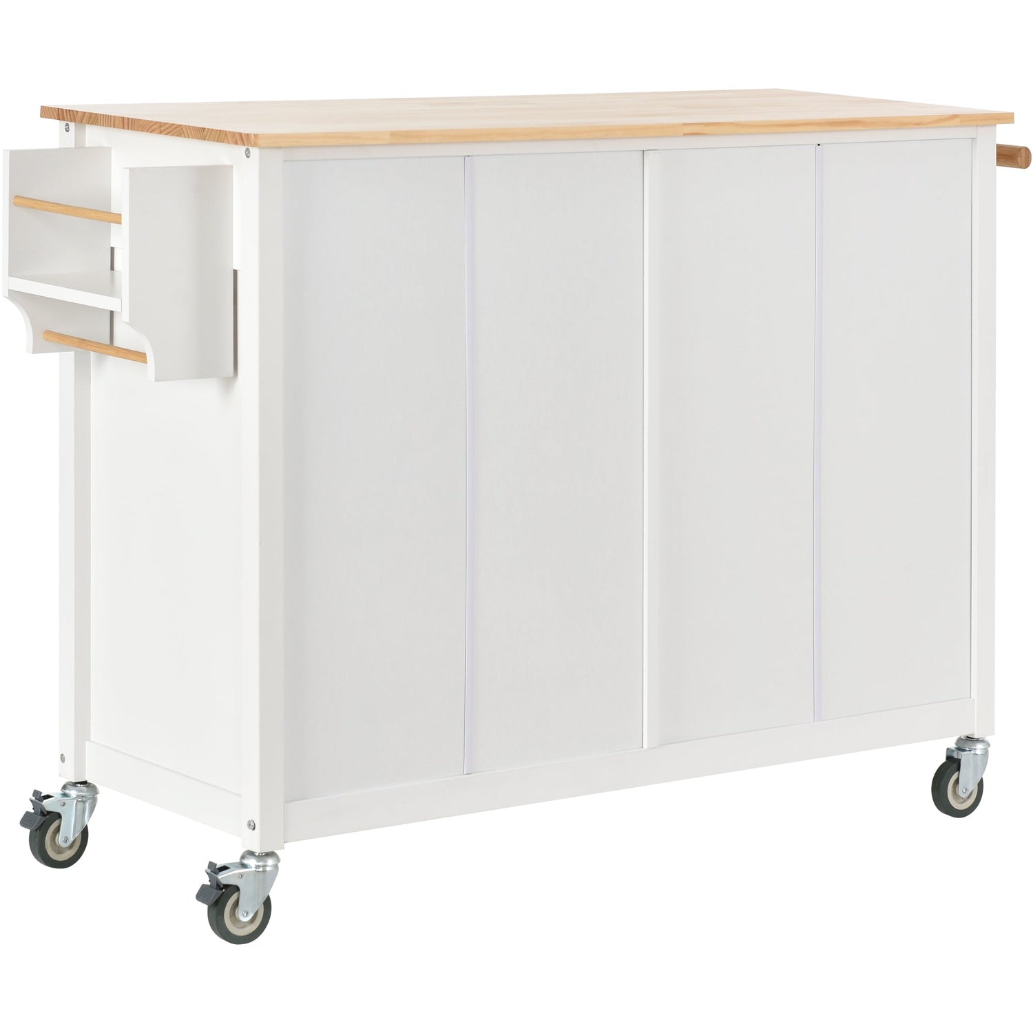 Kitchen Island Cart with Solid Wood Top and Locking Wheels 54.3 Inch Width  (White)