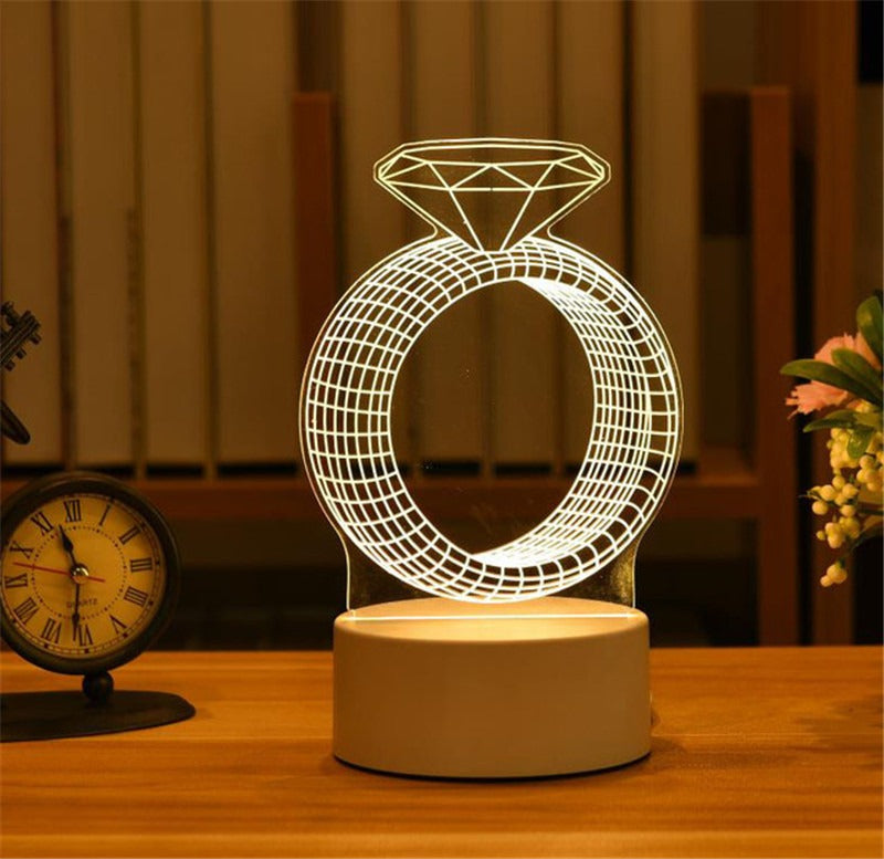 3D Night Light LED Table Light Creative Gift Bedhead Light Small Gift Valentine&