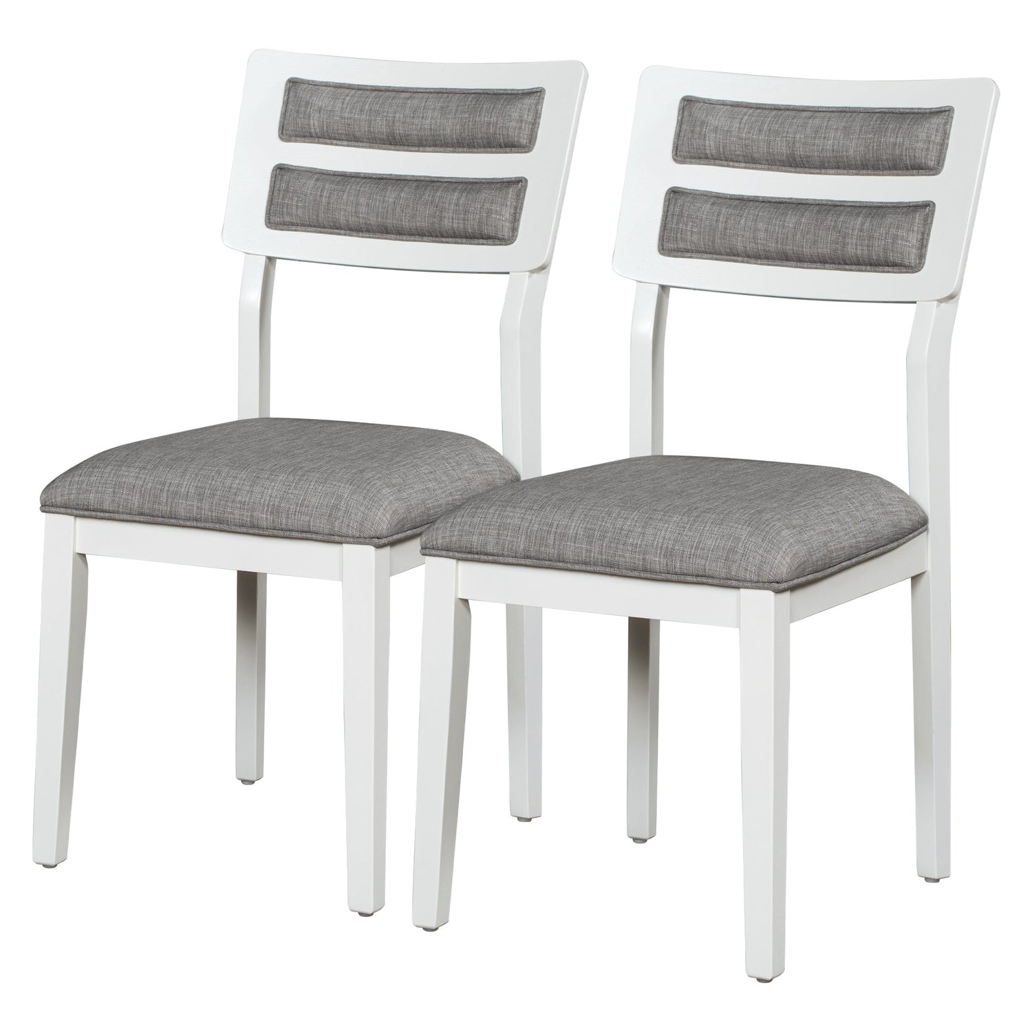 TREXM Classic and Traditional Style 6 - Piece Dining Set, Includes Dining Table  4 Upholstered Chairs &amp; Bench (White+Gray)