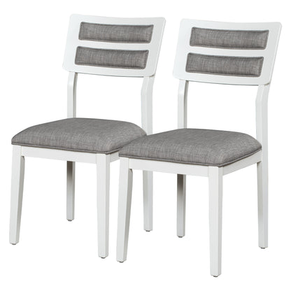 TREXM Classic and Traditional Style 6 - Piece Dining Set, Includes Dining Table  4 Upholstered Chairs &amp; Bench (White+Gray)