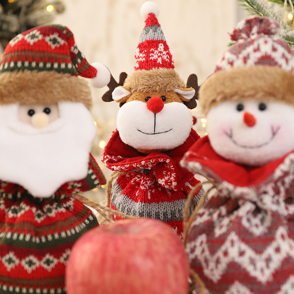 New 3D Knitted Fabric Doll Apple Bag Christmas Decorations Children&
