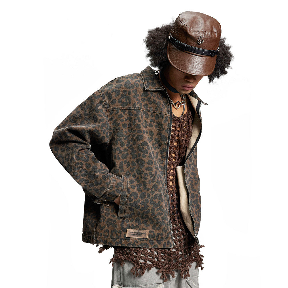 Leopard Print Denim Jacket   Style Men&