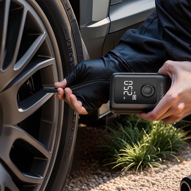 150PSI Rechargeable Electric Tire Pump with Light &amp; LCD: for cars, bikes
