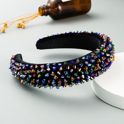 New Baroque Headband Feminine Color Hand-Stitched Glass Bead Headband Thin Sponge Headband