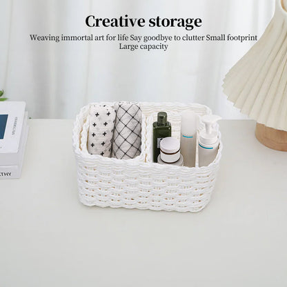 3-Piece Handmade Straw-Woven Paper-Rope Storage Baskets (Decorative &amp; Office Use)