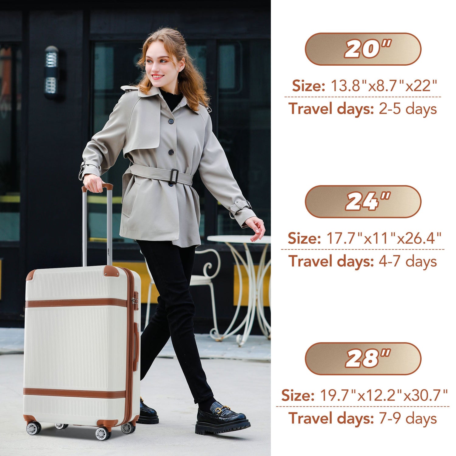 Hardshell Luggage Sets 3 Piece double spinner 8 wheels Suitcase with TSA Lock Lightweight 20&