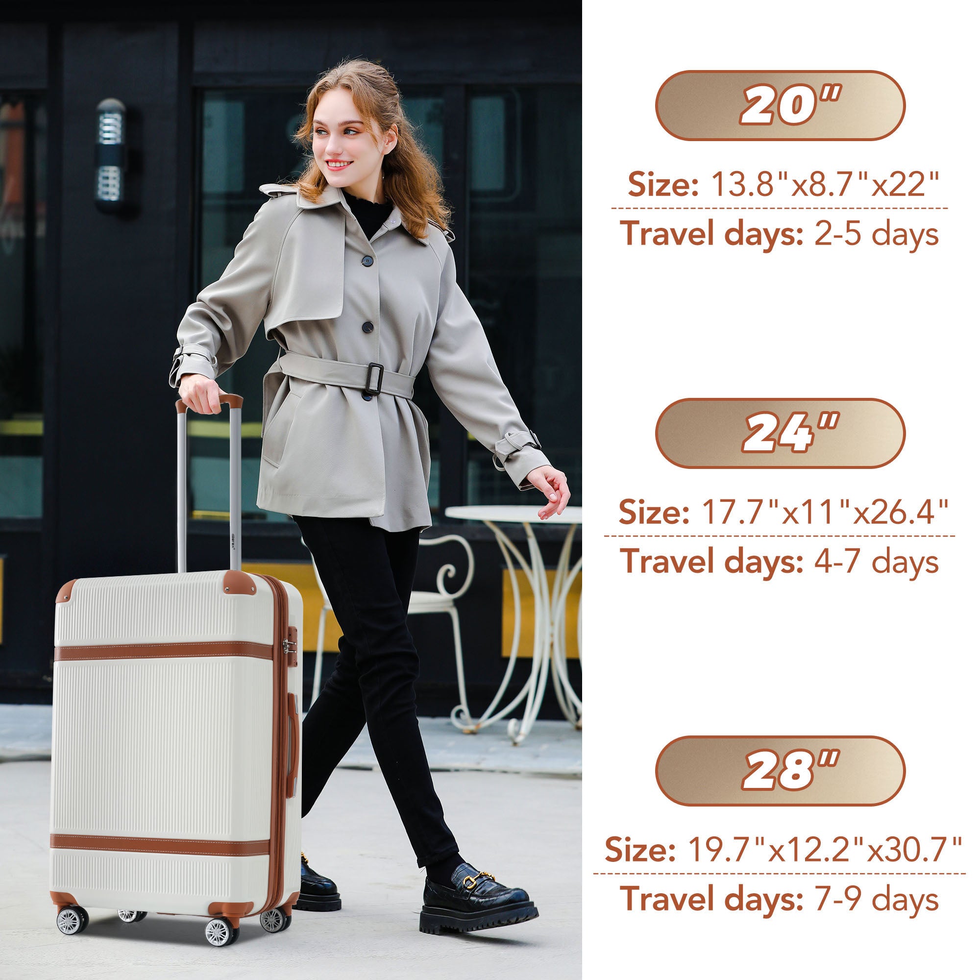 Hardshell Luggage Sets 3 Piece double spinner 8 wheels Suitcase with TSA Lock Lightweight 20&