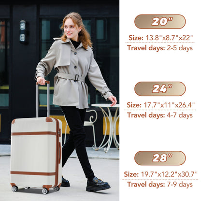 Hardshell Luggage Sets 3 Piece double spinner 8 wheels Suitcase with TSA Lock Lightweight 20&
