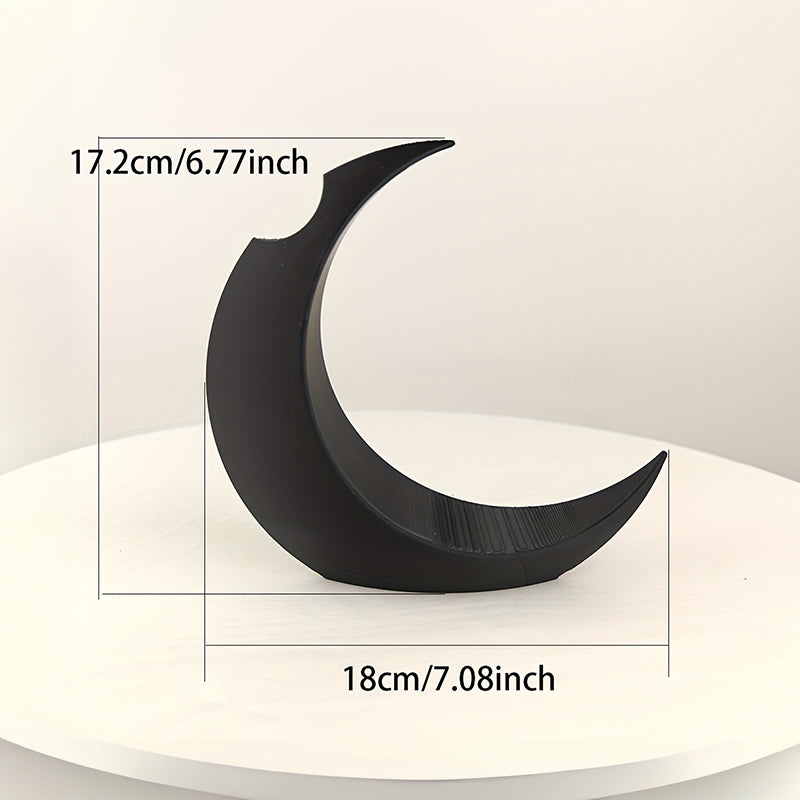 3D-printed Gothic Moon Vase, fits dried &amp; artificial flowers. A unique home decor and desktop charm, a great gift too.
