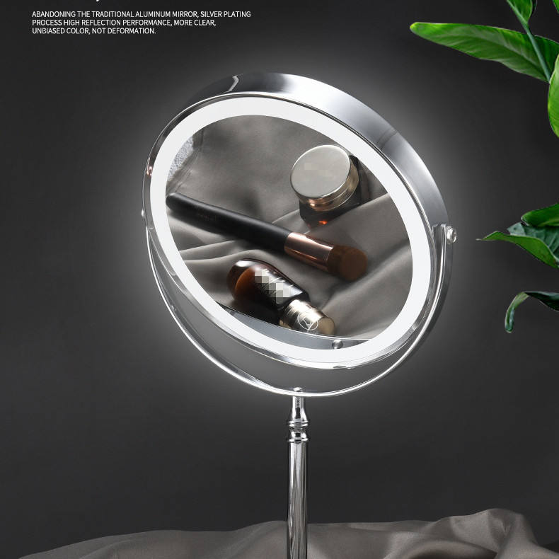 Dual sided 8" USB Wireless 1X&amp;10X Rechargeable Vanity makeup mirror with lights