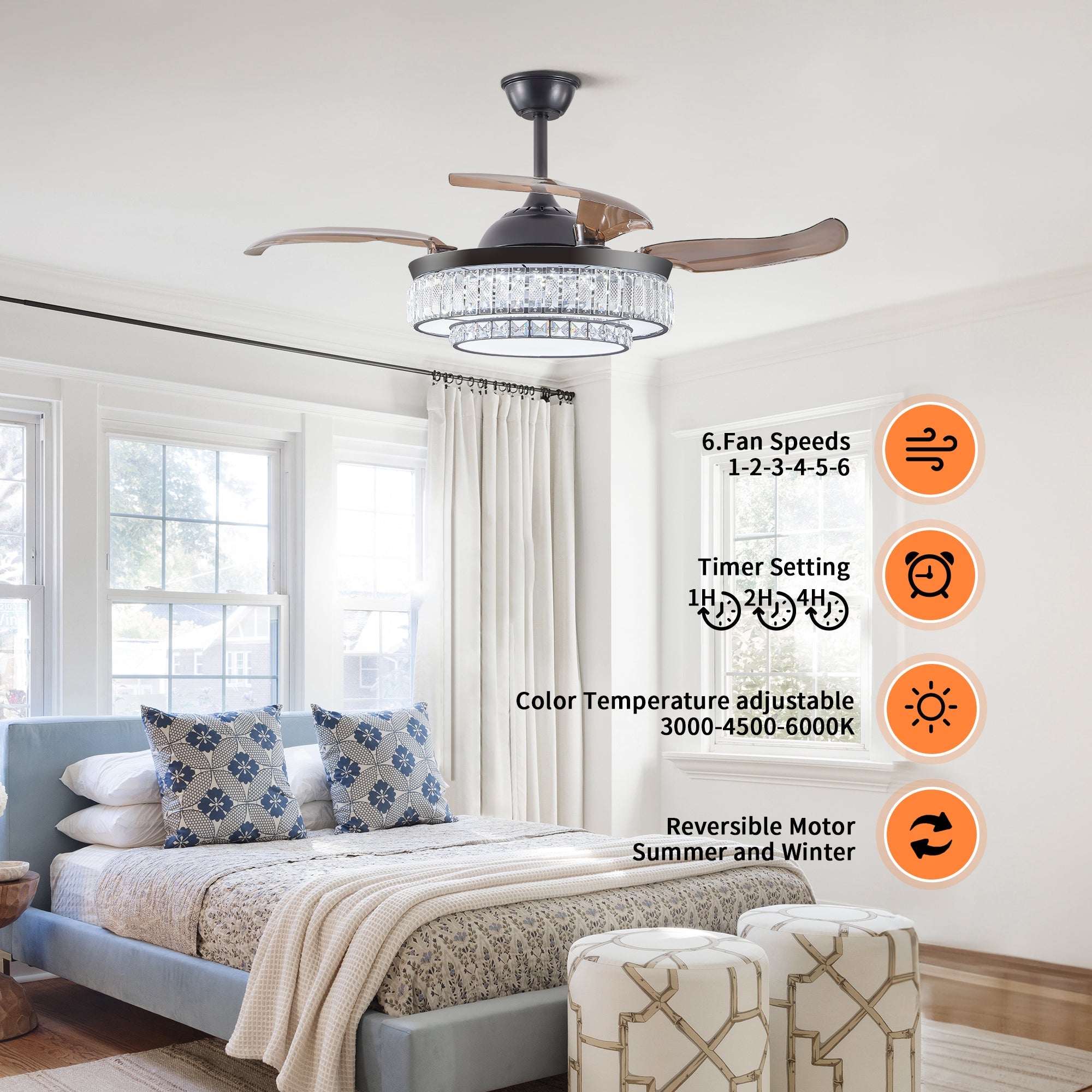 LED Retractable Ceiling Fan