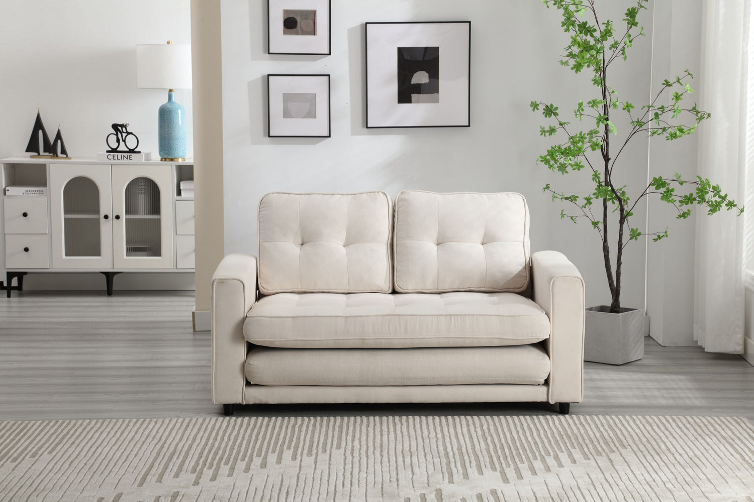 3 Fold Sofa Convertible Futon Couch sleeper sofabed Space saving loveseat Dark Gray &amp; Light Gray &amp; Beige