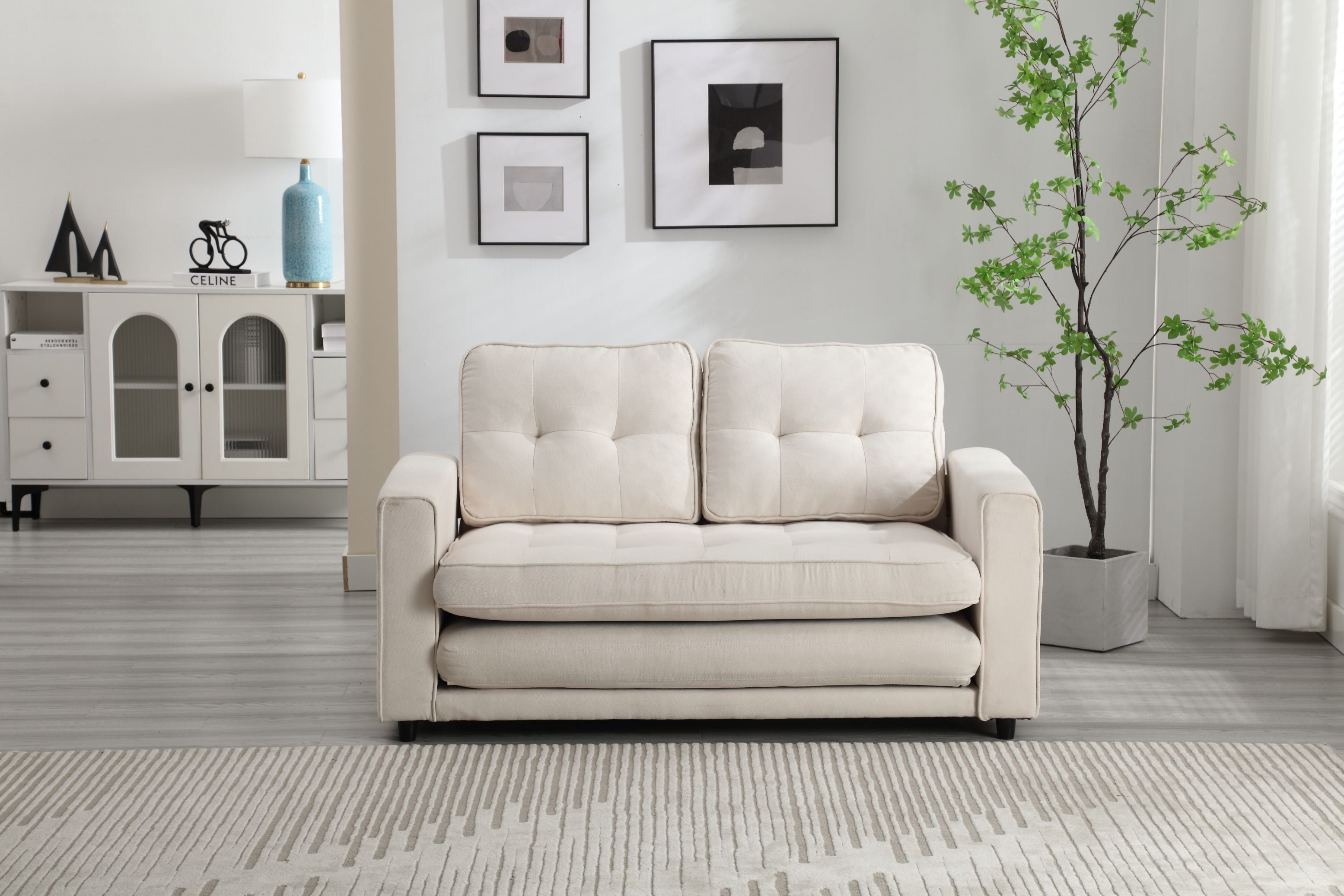 3 Fold Sofa Convertible Futon Couch sleeper sofabed Space saving loveseat Dark Gray &amp; Light Gray &amp; Beige