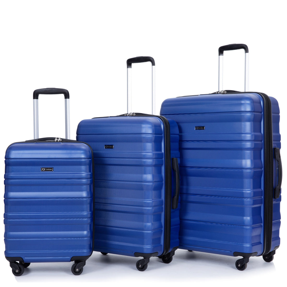 3 Piece Luggage Sets PC Lightweight &amp; Durable Expandable Suitcase with Two Hooks, Spinner Wheels, TSA Lock, (21/25/29) Dark Blue