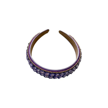 Double row geometric circular purple rhinestone women&