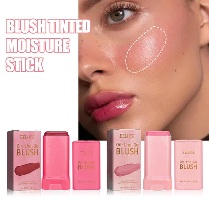 Blush Stick, Brightening Primer Solid Contouring Natural Nude Makeup Waterproof Lightweight Multi-Functional Blush Stick