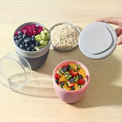 Portable Yogurt Cereal Cups with Lids. Ideal for Overnight Oats, DIY Salads &amp; Parfaits. Great for Breakfast or Lunch