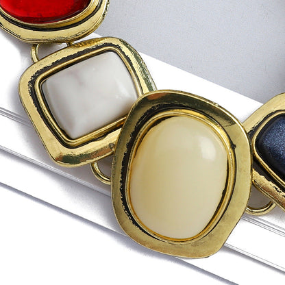 Colorful natural stone crystal glass exaggerated bracelet women&