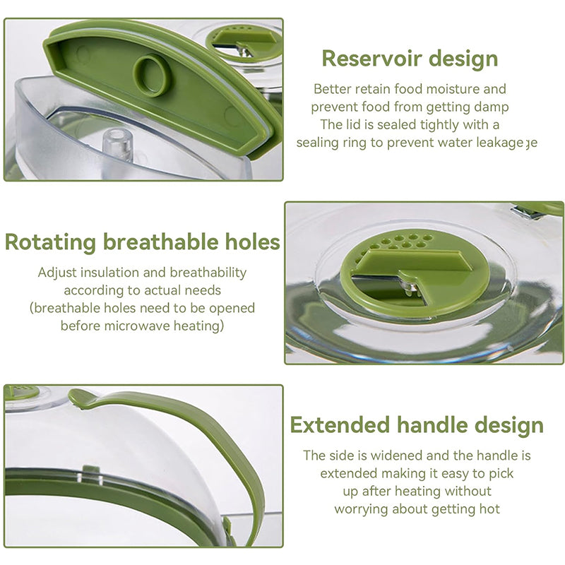 News Food Microwave Cover, Clear, with Water Steamer &amp; Handle, 10 Inch, for Plate, Kitchen Gadget