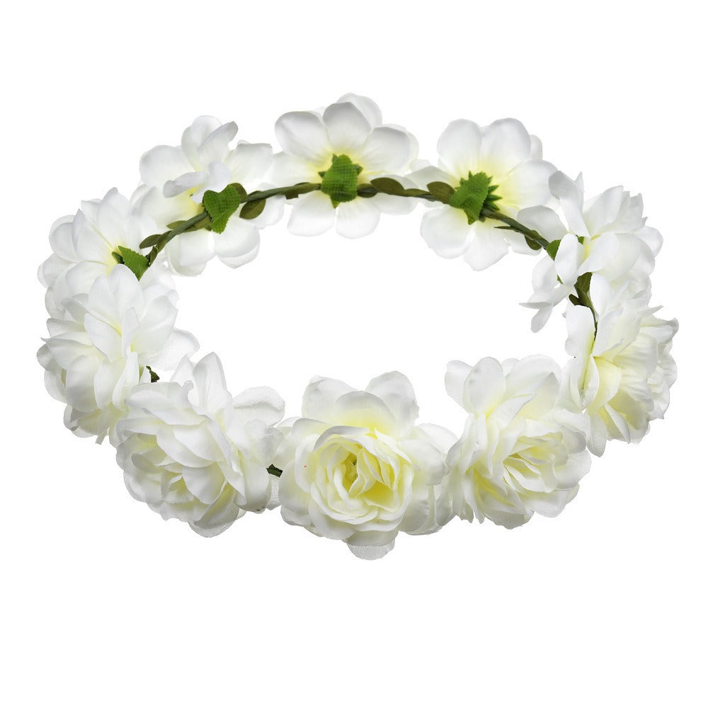 Bohemian Beach Rose Blossom Hair Hoop Bride Flower Ring Hair Strap
