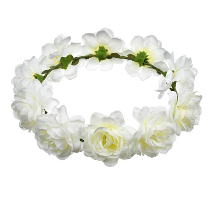 Bohemian Beach Rose Blossom Hair Hoop Bride Flower Ring Hair Strap