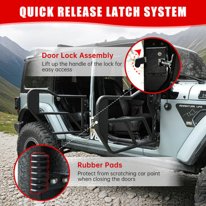 Jeep Tube Doors for Wrangler JL &amp; Gladiator JT (2018-2024) - 4-Pc Set w/Mirrors