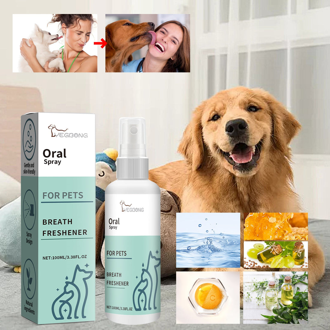 Pet Mint Fresh Breath Spray, Clean Your Dog&