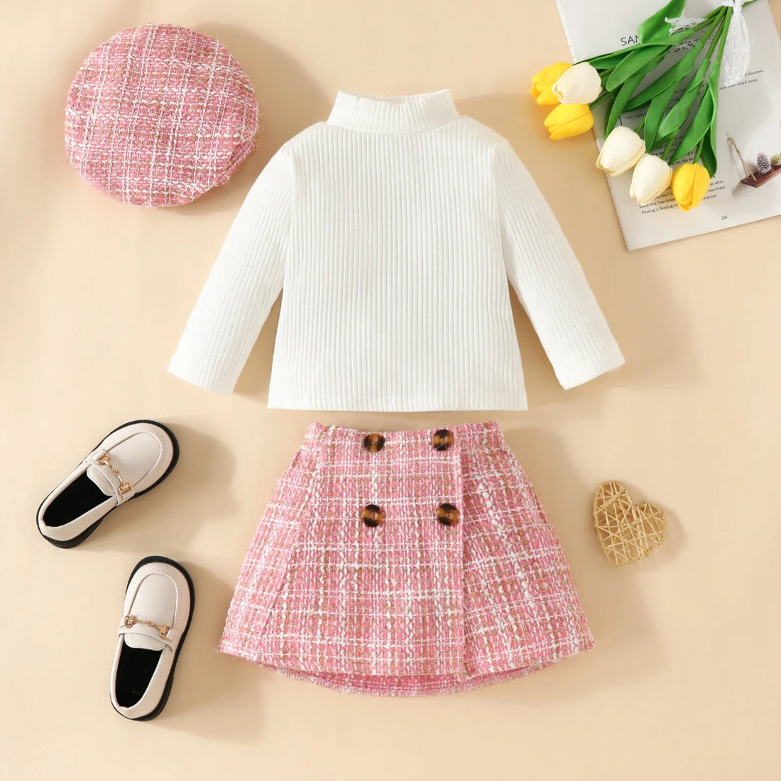 ma&amp;baby 6M-3Y Toddler Infant Newborn Baby Girls Clothes Sets Knit Long Sleeve Tops Plaid Skrits Hat Fall Spring Outfits  D05