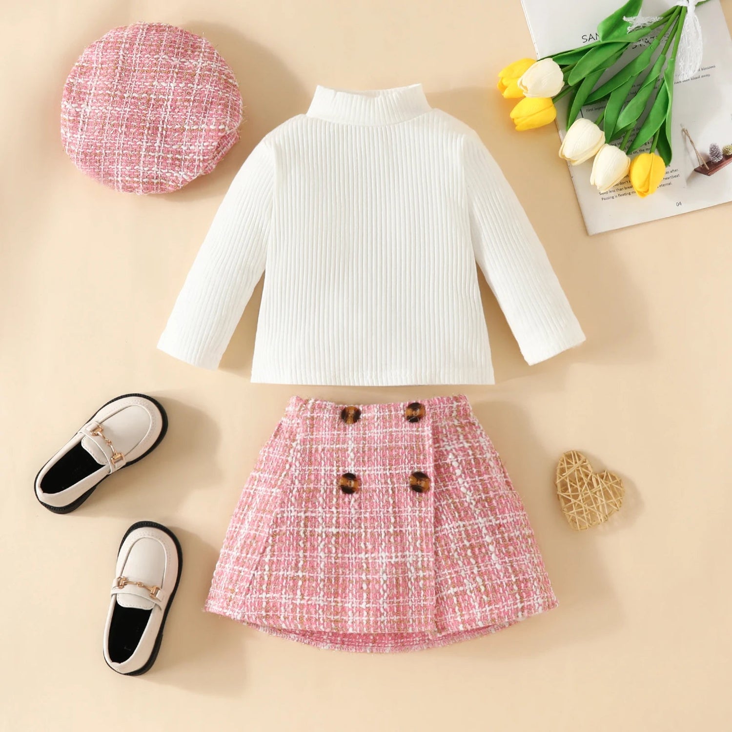 ma&amp;baby 6M-3Y Toddler Infant Newborn Baby Girls Clothes Sets Knit Long Sleeve Tops Plaid Skrits Hat Fall Spring Outfits  D05