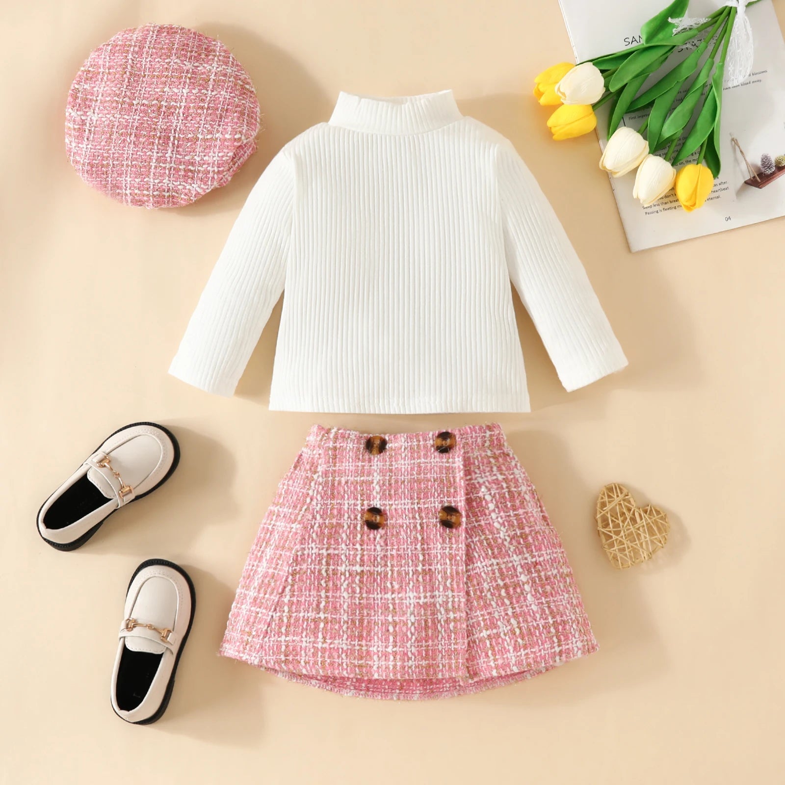 ma&amp;baby 6M-3Y Toddler Infant Newborn Baby Girls Clothes Sets Knit Long Sleeve Tops Plaid Skrits Hat Fall Spring Outfits  D05