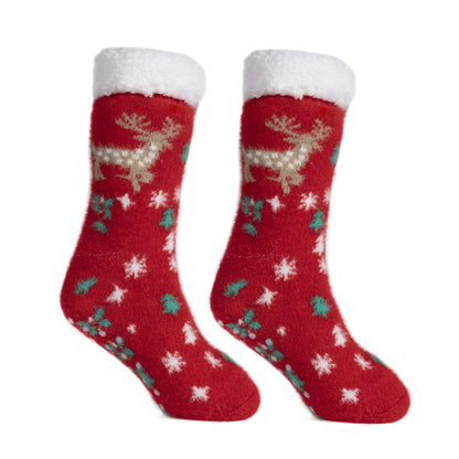 Christmas Floor Socks Indoor Home Sleep Winter Plush Thick Long Socks Women&