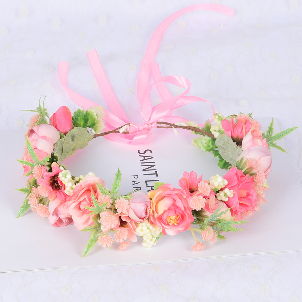 Bridal Fairy Flower Wreath Fabric Flower Starry Sky Headwear Children&