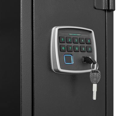 5 gun safes with 3 pistol pockets, quick access biometric adjustable heavy-duty gun rack mounted gun safes