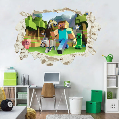 Minecraft run away My World Wall Stickers Living Room Children&
