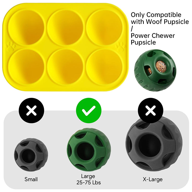 6 - cavity dog treat molds , compatible with Woof &amp; Power Chewer Pupsicle, silicone for frozen treats, reusable for Pupsicle toy