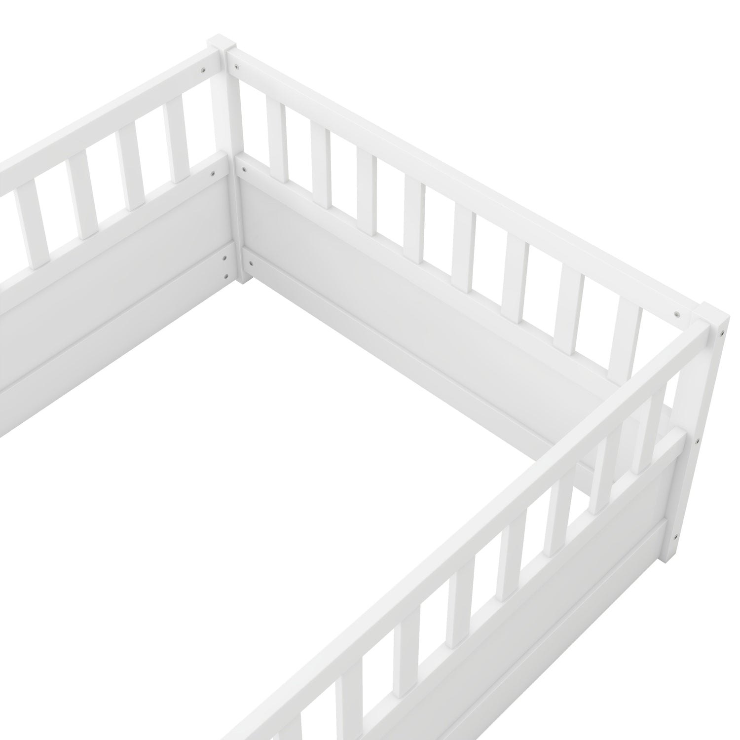 Double bed floor standing bed with ultra-high safety barrier, children&