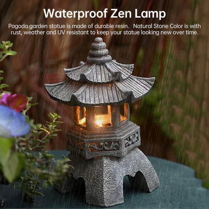 Solar-Powered Zen Garden Decor: Pagoda Lanterns &amp; Statues