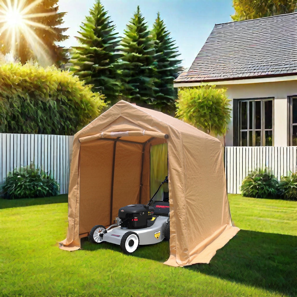 7x12ft Outdoor Portable Gazebo Storage Shelter Shed with 2 Roll up Zipper Doors &amp; Vents Carport