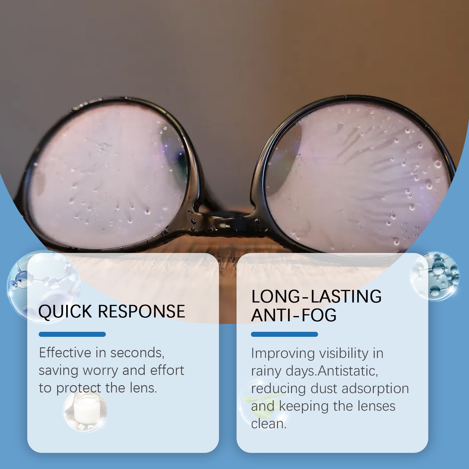 Glasses Anti-Fogging Cleaning Spray, Glasses Anti-Fogging Clear Vision Cleaning Lens Maintenance Spray