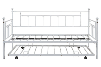 Metal double bed with ear shaft/sturdy/noise reduction/flexible ear shaft/retro style/no need for spring box (LIGHT GREY)
