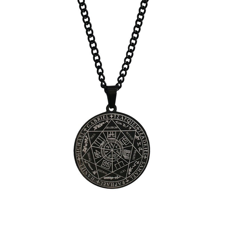 Stainless Steel Necklace Jewelry Seven Angels Magic Circle Pendant DIY Accessories Men&