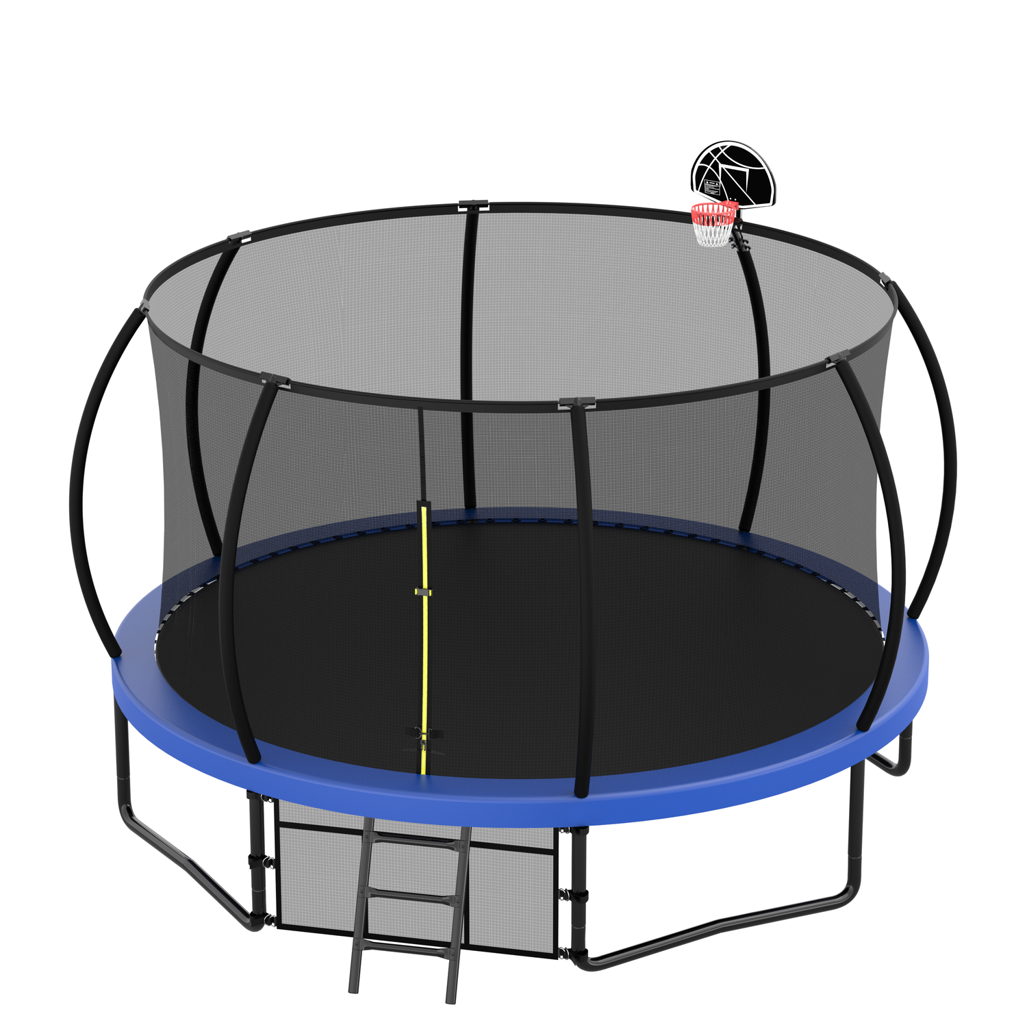12FT Recreational Kids Trampoline with Safety Enclosure Net &amp; Ladder, Outdoor Recreational Trampolines