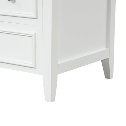 30" Bathroom Vanity with Sink, Bathroom Vanity Cabinet with Three Drawers and Door, Solid Wood and MDF, White
