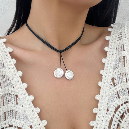 Beach Vacation Conch Shell Tassel Necklace Versatile Countryside Wax Thread Necklace Accessories