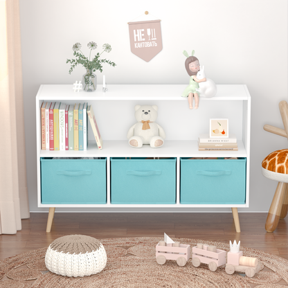 Kids bookcase with Collapsible Fabric Drawers Children&