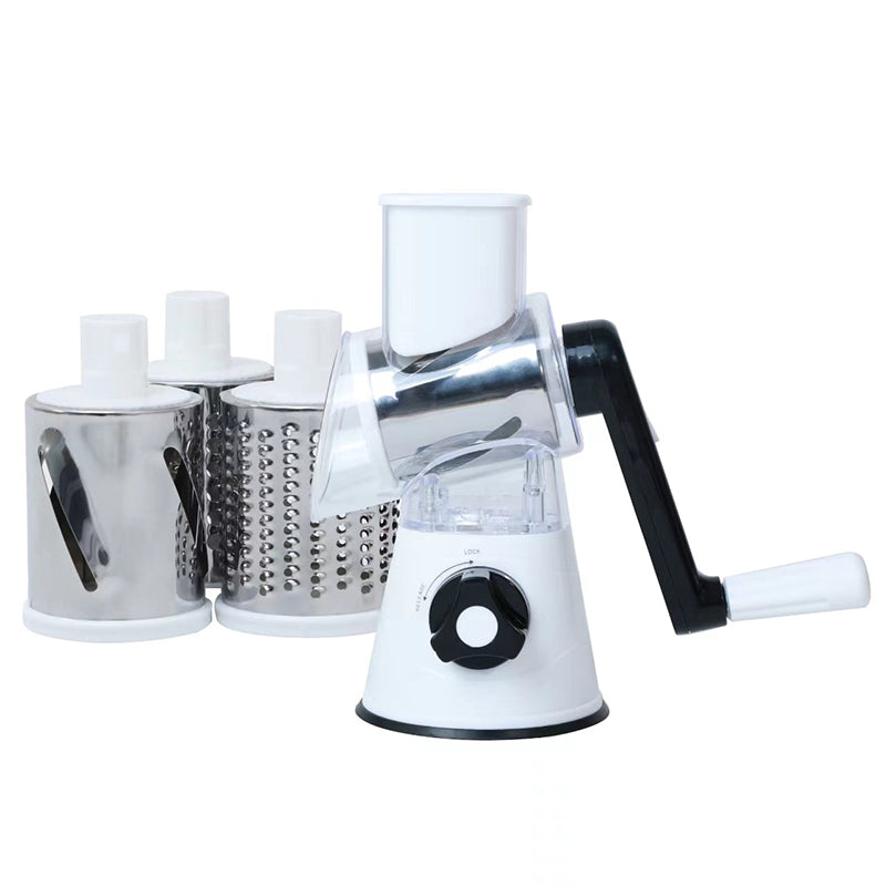 5-in-1 Cheese Grater: Gourmet, Rotary with Hand Crank, 10 Blades (3 Blades-C), for Cheese &amp; Vegetable Slicing.