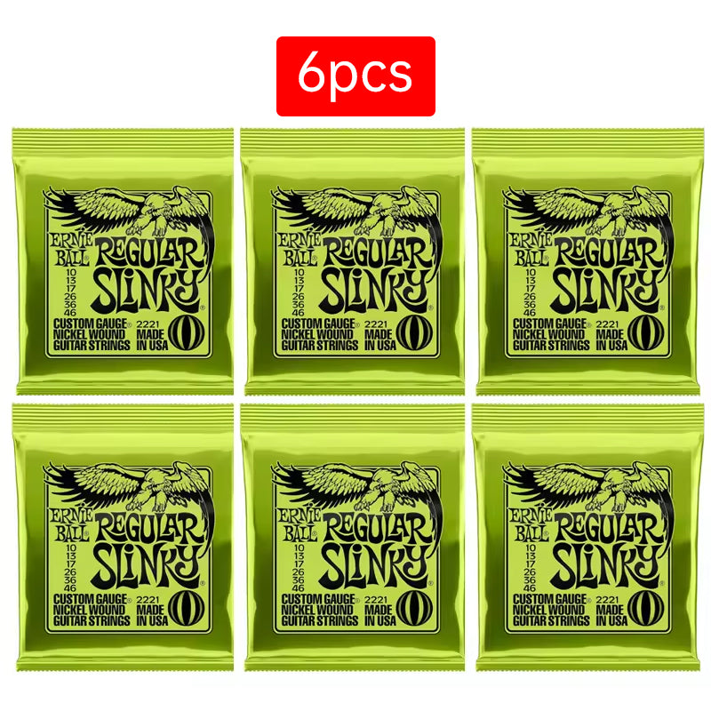 6 sets of Ernie Ball Slinky guitar strings (models 2003, 2215, 2223, 2221, nickel - wound) for electric &amp; acoustic guitars