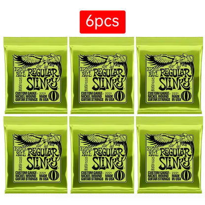 6 sets of Ernie Ball Slinky guitar strings (models 2003, 2215, 2223, 2221, nickel - wound) for electric &amp; acoustic guitars